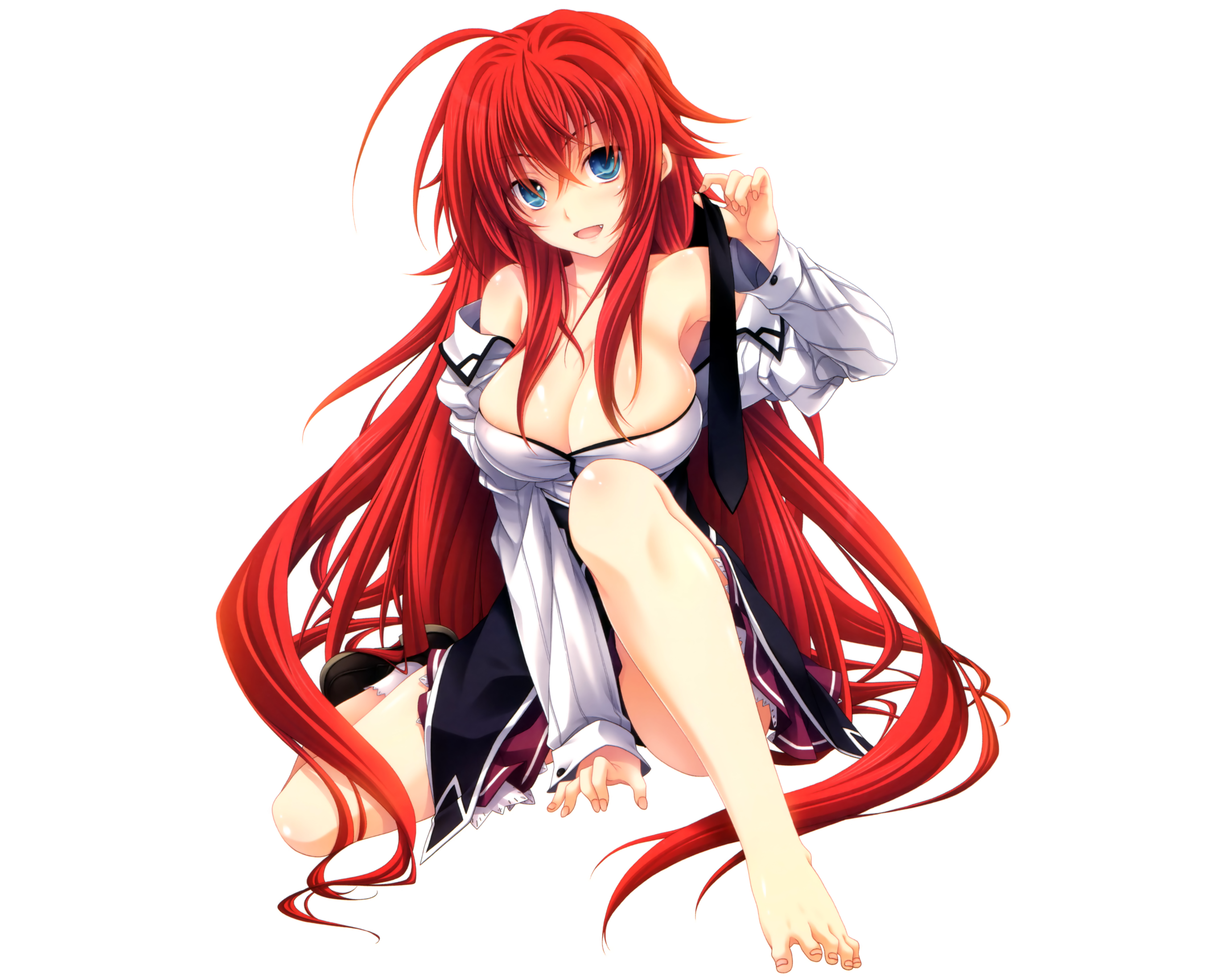 konachan 147071 barefoot blue_eyes blush cleavage fang highschool_dxd long_hair .png